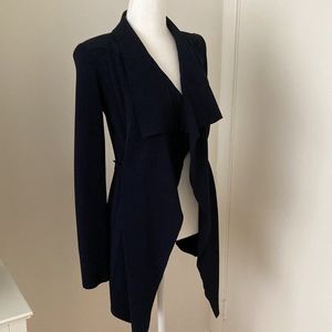 Scanlan Theodore blue crepe knit drape front jacket.  size small